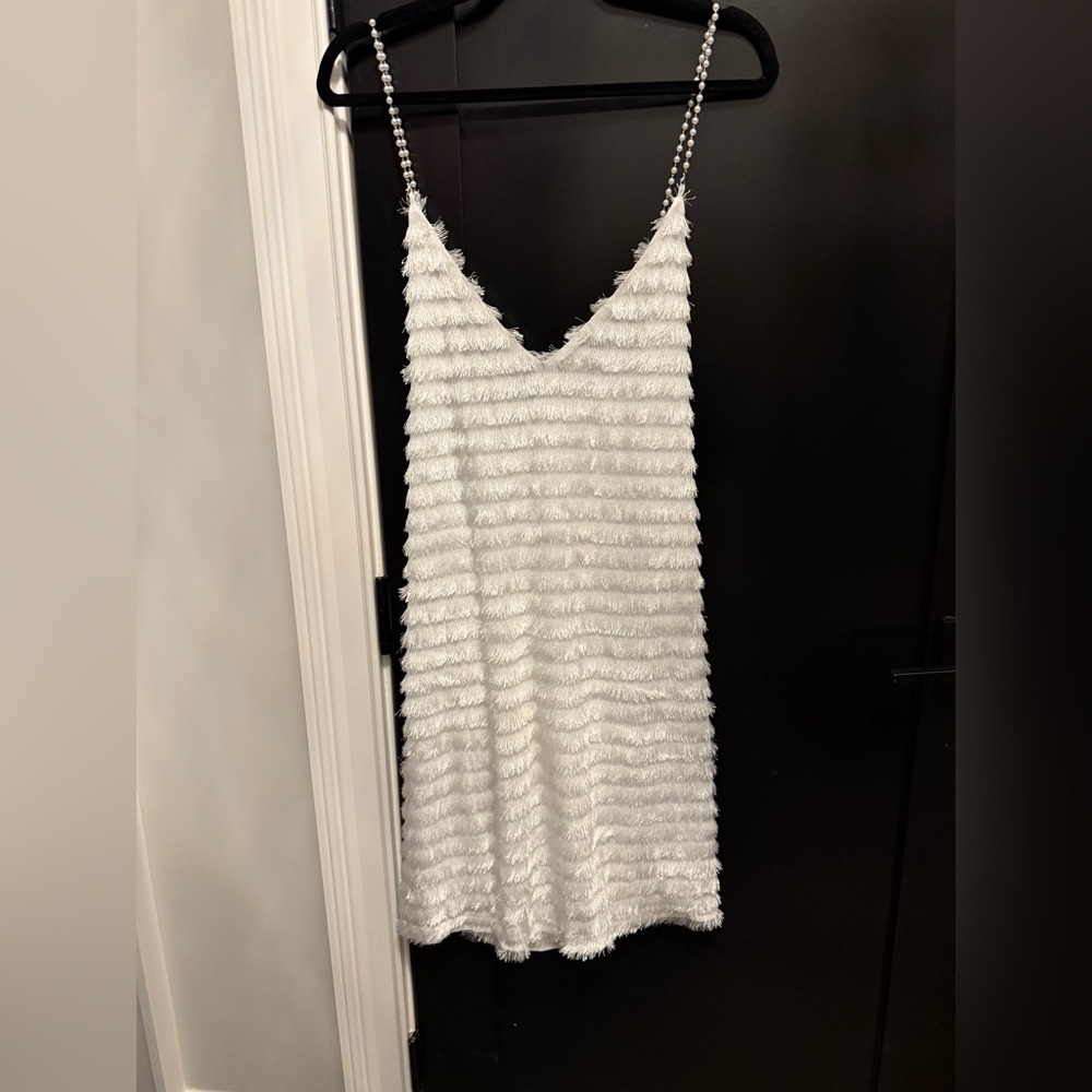 Brand New White Fringe Dress - size XL